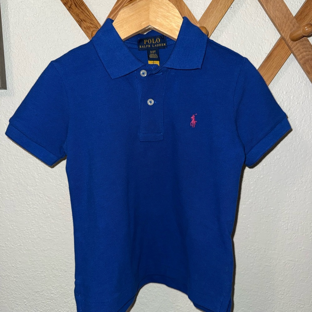 Polo by Ralph Lauren Kids Royal Blue Polo with Pink Logo